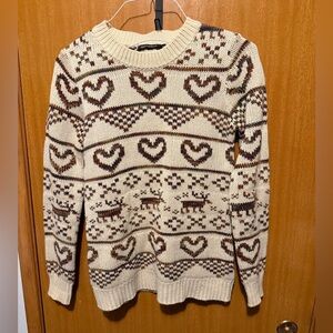 QED London Cream and Brown Knit Sweater